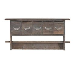 Vghngt garderobe med 5 skuffer - antik rustik brun knagerkke 32x65x13