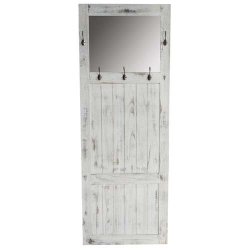 V�gh�ngt garderobe med spejl - antik rustik hvid knager�kke 180x65x7