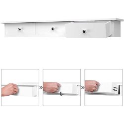 Vghylde - hvid hylde i tr med 3 skuffer - 80 x 15 x 10 cm