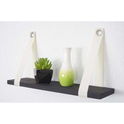 Vghngt hylde - vghylde - svvende trhylde 27x50 cm - rustik mrkegr