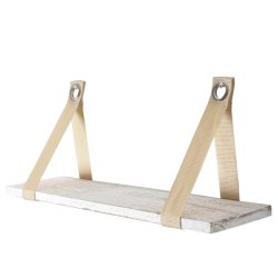 Vghngt hylde - vghylde - svvende trhylde 21x50 cm - rustik hvid