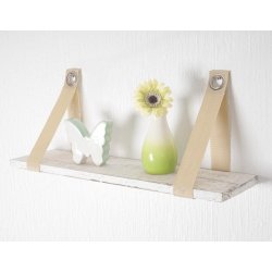 Vghngt hylde - vghylde - svvende trhylde 21x50 cm - rustik hvid
