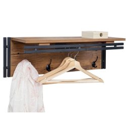 Knager�kke - garderobe med b�jlestang og hylde - 3D m�rk egetr�s look