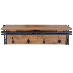 Knager�kke - garderobe med b�jlestang og hylde - 3D m�rk egetr�s look