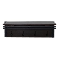 Knager�kke - garderobe med b�jlestang og hylde - 3D m�rkebrun egetr�s look