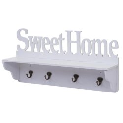 Knager�kke - v�gh�ngt med hylde og 4 knager - hvid Sweet Home 30x60x13cm