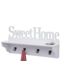 Knager�kke - v�gh�ngt med hylde og 4 knager - hvid Sweet Home 30x60x13cm