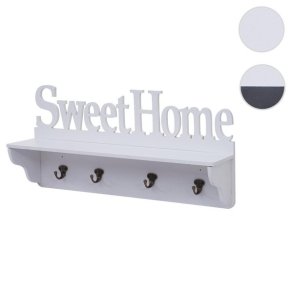 Knager�kke - v�gh�ngt med hylde og 4 knager - hvid Sweet Home 30x60x13cm