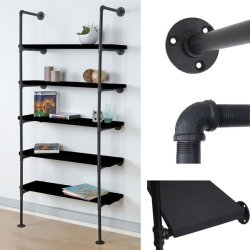 Vghngt reol i industrielt design - bogreol - mrkegr gulvreol 165x80x28