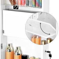 Smykkeskab med LED-lys - vghngt spejlskab til dr - hvid