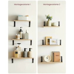 Hylder i tr� - 3 v�gh�ngte sv�vende tr�hylder - brune v�ghylder