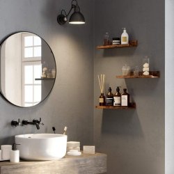 Hylder i tr� - 3 v�gh�ngte sv�vende tr�hylder - brune v�ghylder