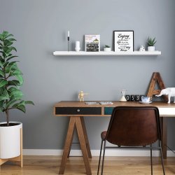 Hylde i tr� - v�gh�ngt sv�vende tr�hylde - hvid v�ghylde 115 cm