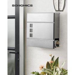 Brevkasse med avisr�r - v�gh�ngt postkasse - rustfrit st�l