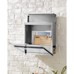 Brevkasse med avisr�r - v�gh�ngt postkasse - rustfrit st�l