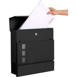 Brevkasse med avisr�r - v�gh�ngt postkasse - sort brevkasse