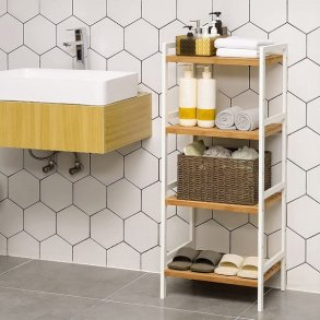 Badevrelsesreol med 4 hylder - bambus reol - 45 x 31,5 x 111