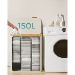 Vasket�jskurv med 3 rum - 3 vasket�jsposer - 150 liter - creme hvid