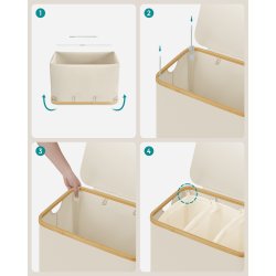 Vasket�jskurv med 3 rum - 3 vasket�jsposer - 150 liter - creme hvid