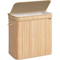 Vasketjskurv i bambus med 3-delt vasketjspose - 150 liter - brun
