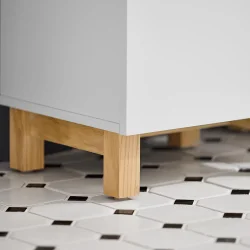 Vasket�jsskab med vasket�jskurv og skuffe, hvid 34x30x90