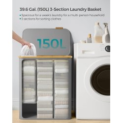 Vasket�jskurv med 3 rum - 3 vasket�jsposer - 150 liter - gr�