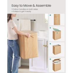 Vasketjskurv i bambus med 3-delt vasketjspose - 150 liter - brun