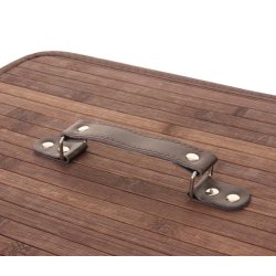 Vasketjskurv i bambus - 2 delt vasketjspose - 100 L - mrkebrun