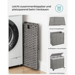 Vasketjskurv - hndvvet med aftagelige vasketjsposer - gr