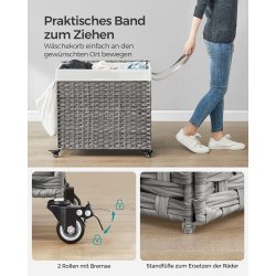 Vasketjskurv - hndvvet med aftagelige vasketjsposer - gr