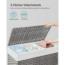 Vasketjskurv - hndvvet med aftagelige vasketjsposer - gr