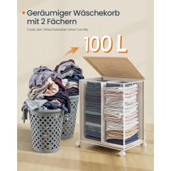 Vasketjskurv p 100L med 2 aftagelige vasketjsposer - brun