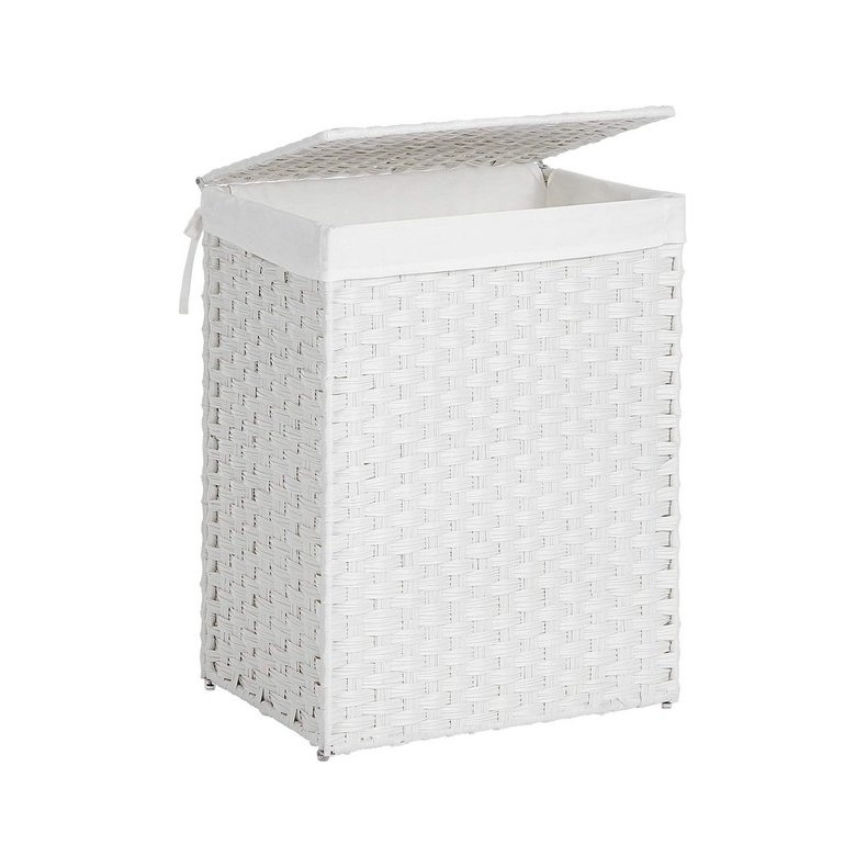 Vasketjskurv med vasketjspose - 90 liter - hvid vasketjskurv