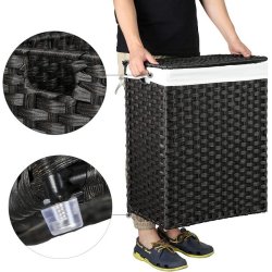 Vasket�jskurv med vasket�jspose - 90 liter - sort vasket�jskurv