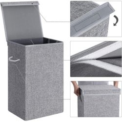 Vasketjskurv med aftagelig vasketjspose - 85 liter - gr