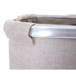 Vasketjskurv med 2 rum 56x49x30cm 82l - beige vasketjspose