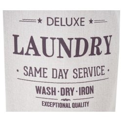 Vasketjskurv med 2 rum 56x49x30cm 82l - beige vasketjspose