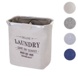 Vasketjskurv med 2 rum 56x49x30cm 82l - beige vasketjspose