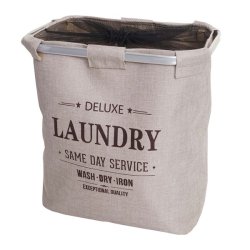 Vasketjskurv med 1 rum 56x49x30cm 82l - beige vasketjspose