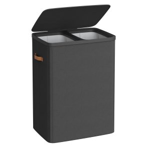 Vasket�jskurv med 2 rum - 2 vasket�jsposer - 170 liter - sort