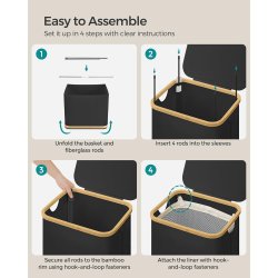 Vasket�jskurv med vasket�jspose - 90 liter - sort Oxford-stof