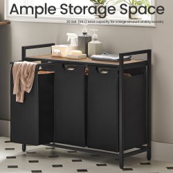 Vasketjskurve p stativ med 3 rum - 3 vasketjsposer - brun