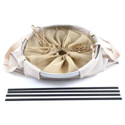 Vasketjskurv 55x39cm 65l - beige rund vasketjspose med hndtag