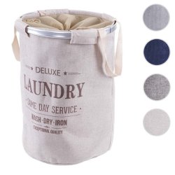 Vasketjskurv 55x39cm 65l - beige rund vasketjspose med hndtag