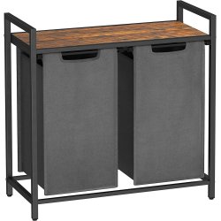 Vasketjskurve med 2 rum - 2 vasketjsposer - rustik brun