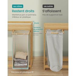 Vasketjskurve med 2 rum - 2 vasketjsposer - creme hvid