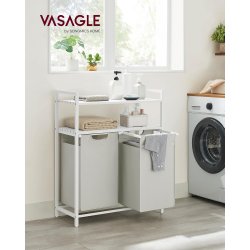 Vasket�jskurv med 2 rum - 2 vasket�jsposer - hvide hylder