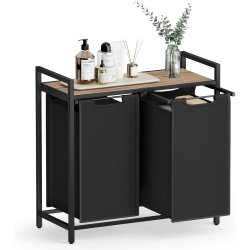 Vasketjskurve p stativ med 2 rum - 2 vasketjsposer - brun