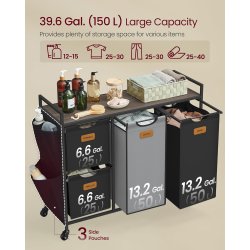 Vasketjskurve p stativ med hjul og 4 rum - kastanjebrun hylde