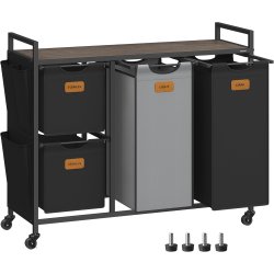 Vasketjskurve p stativ med hjul og 4 rum - kastanjebrun hylde